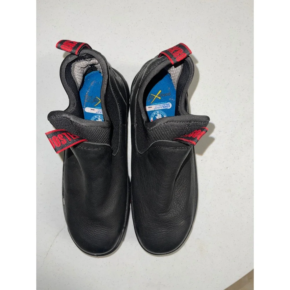 Rockrooster Men Black Leather Slip On Work Boots Chelsea Safety Shoes Size 10.5